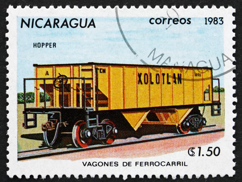 Postage stamp Nicaragua 1983 Ore Wagon, Railroad Car