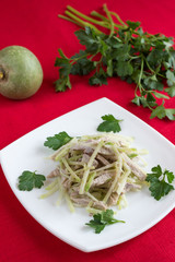 Beef salad and green radish