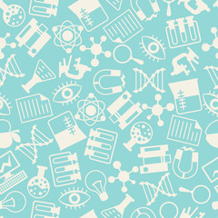Science seamless pattern in flat design style.