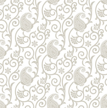Fancy seamless floral background with paisley