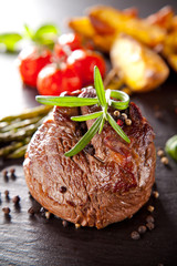 Fresh beef steak with grilled vegetable