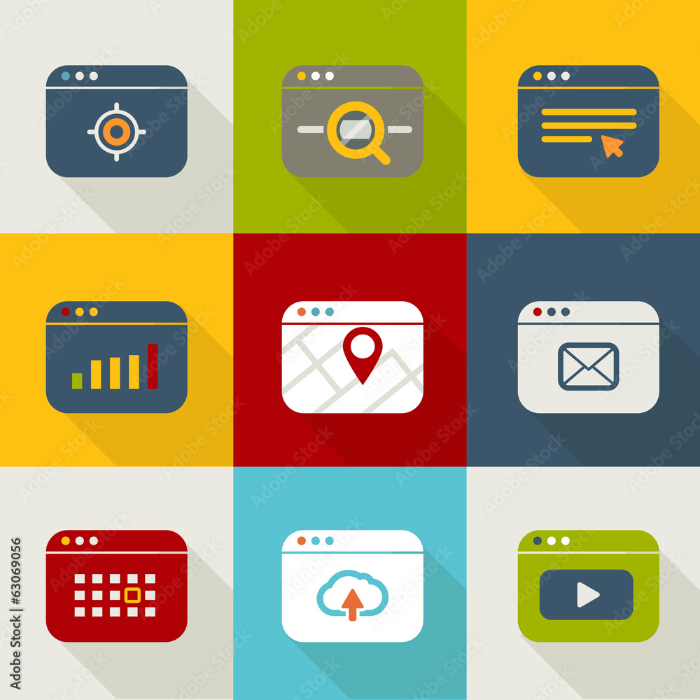 Poster Different web browser icons set vintage style
