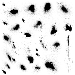 Set of black blots and ink splashes. Abstract elements for desig