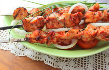 Grilled chicken bbq on a skewer