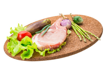 Raw t-bone steak