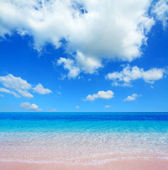 Fototapeta na wymiar pink beach and clouds