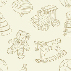 Retro toys seamless pattern