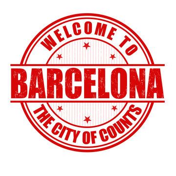 Welcome to Barcelona stamp