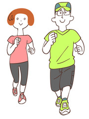 ジョギングする男性と女性