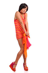 Happy smiling girl isolated over white background