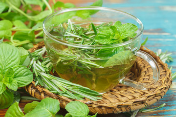Herbal tea. Rosemary and Mint tea