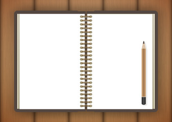 blank realistic spiral notepad notebook and pencil vector