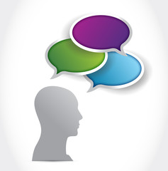 avatar head cloud speech bubbles. illustration