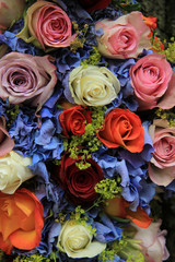 Roses and hydrangea wedding arrangement