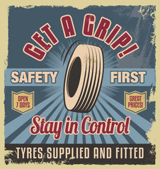 Vintage retro style sign. Metal tin advertising poster