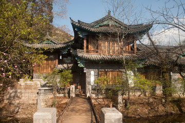 Ancient building in Black Dragon Pool in Lijiang,Yunnan,China.
