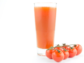 Drinking glass with fresh tomato juice