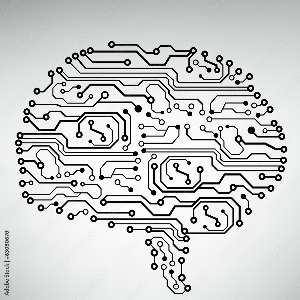 Poster Circuit board computer style brain vector technology background