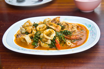 Thai Food Spicy Squid Curry