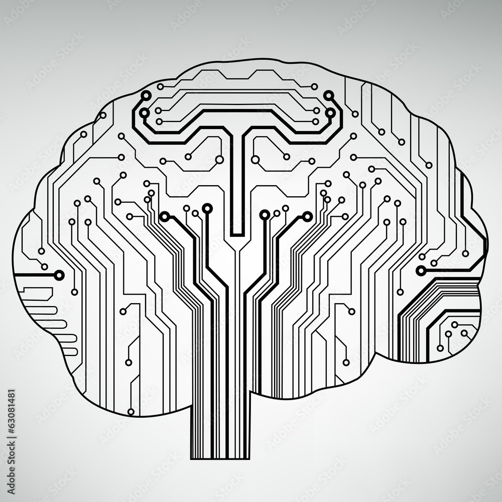 Poster Circuit board computer style brain vector technology background