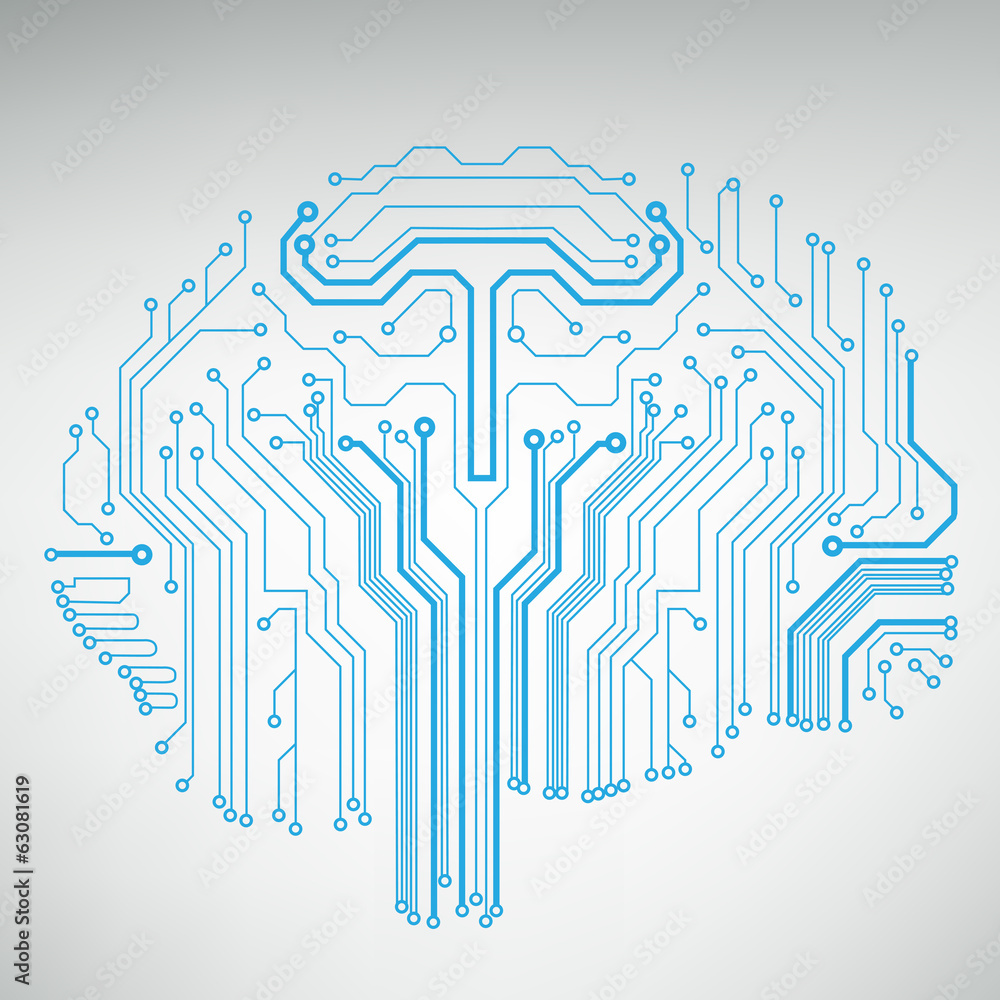 Poster Circuit board computer style brain vector technology background