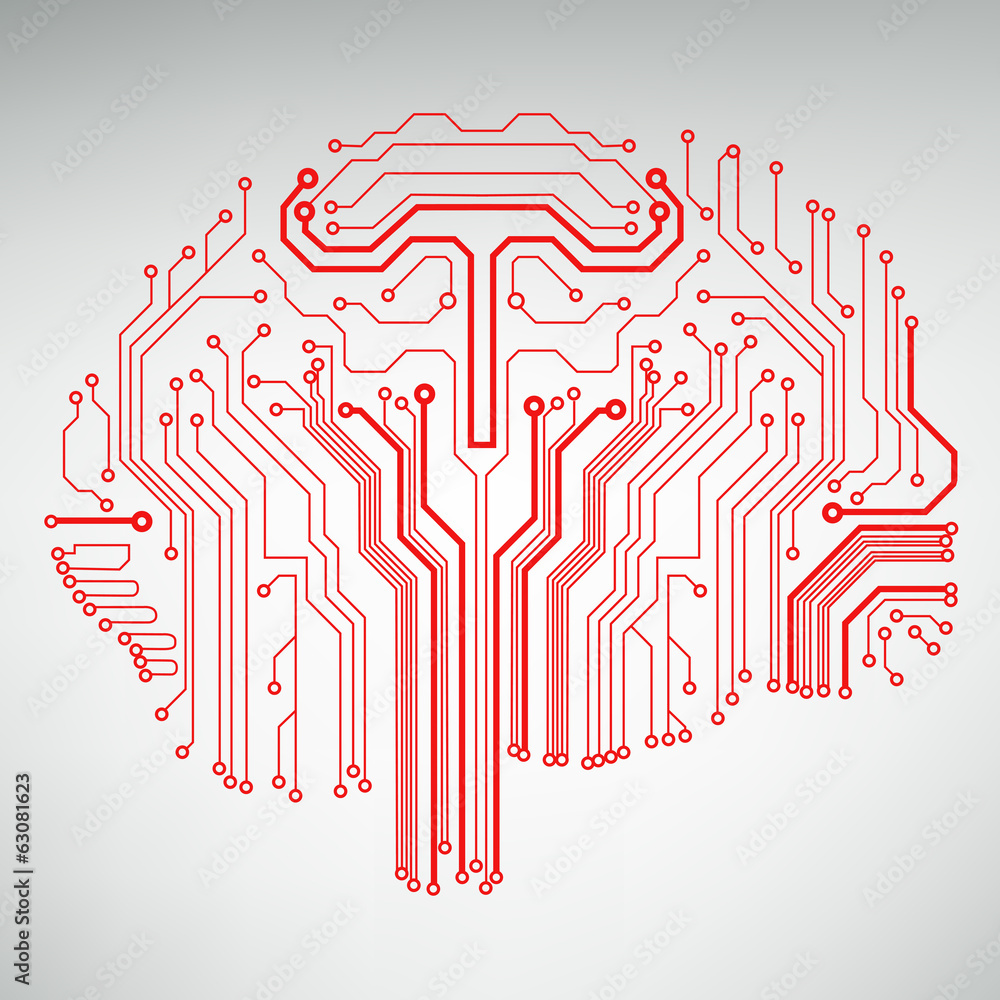 Poster Circuit board computer style brain vector technology background