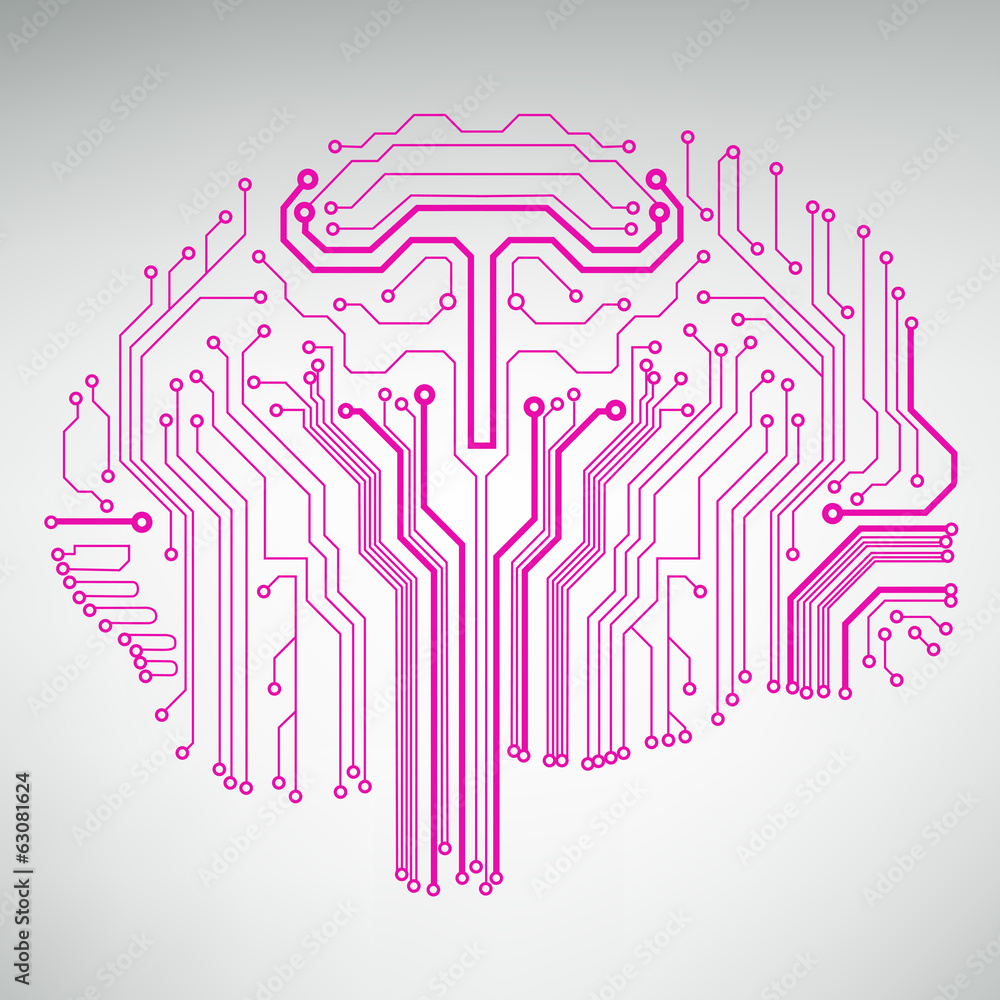 Poster Circuit board computer style brain vector technology background