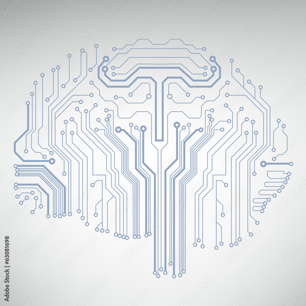 Leinwandbilder circuit board computer style brain vector technology background