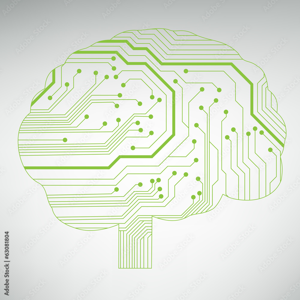 Poster Circuit board computer style brain vector technology background