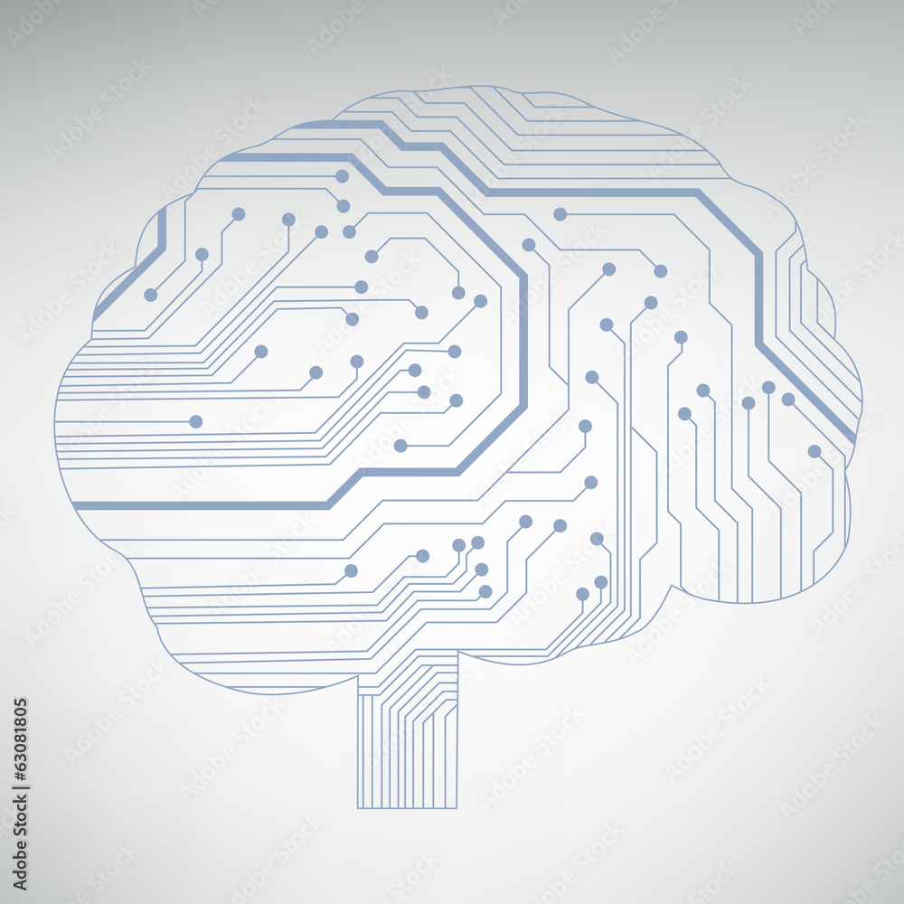 Poster Circuit board computer style brain vector technology background