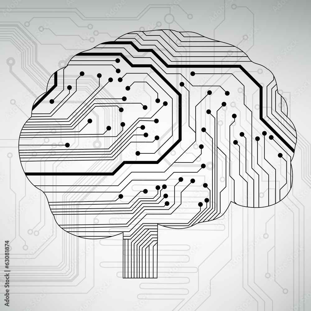 Poster eps10 illustration with abstract circuit brain