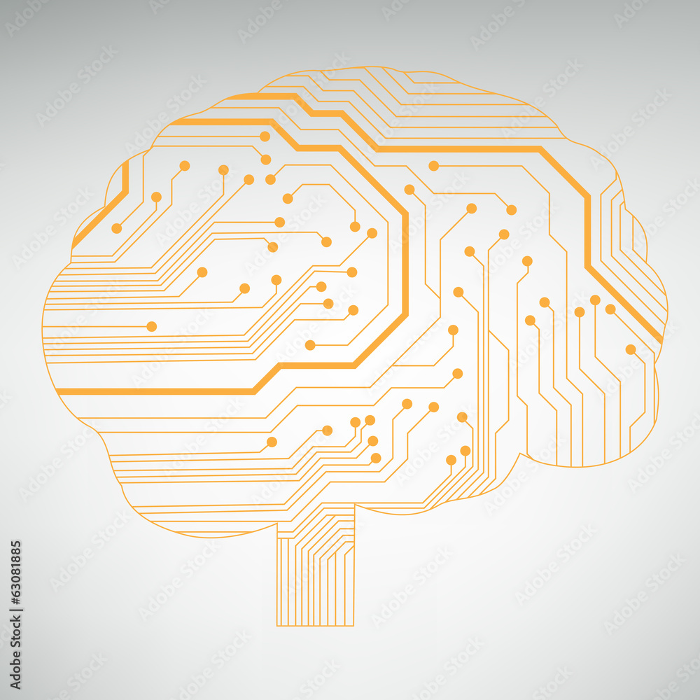 Poster Circuit board computer style brain vector technology background