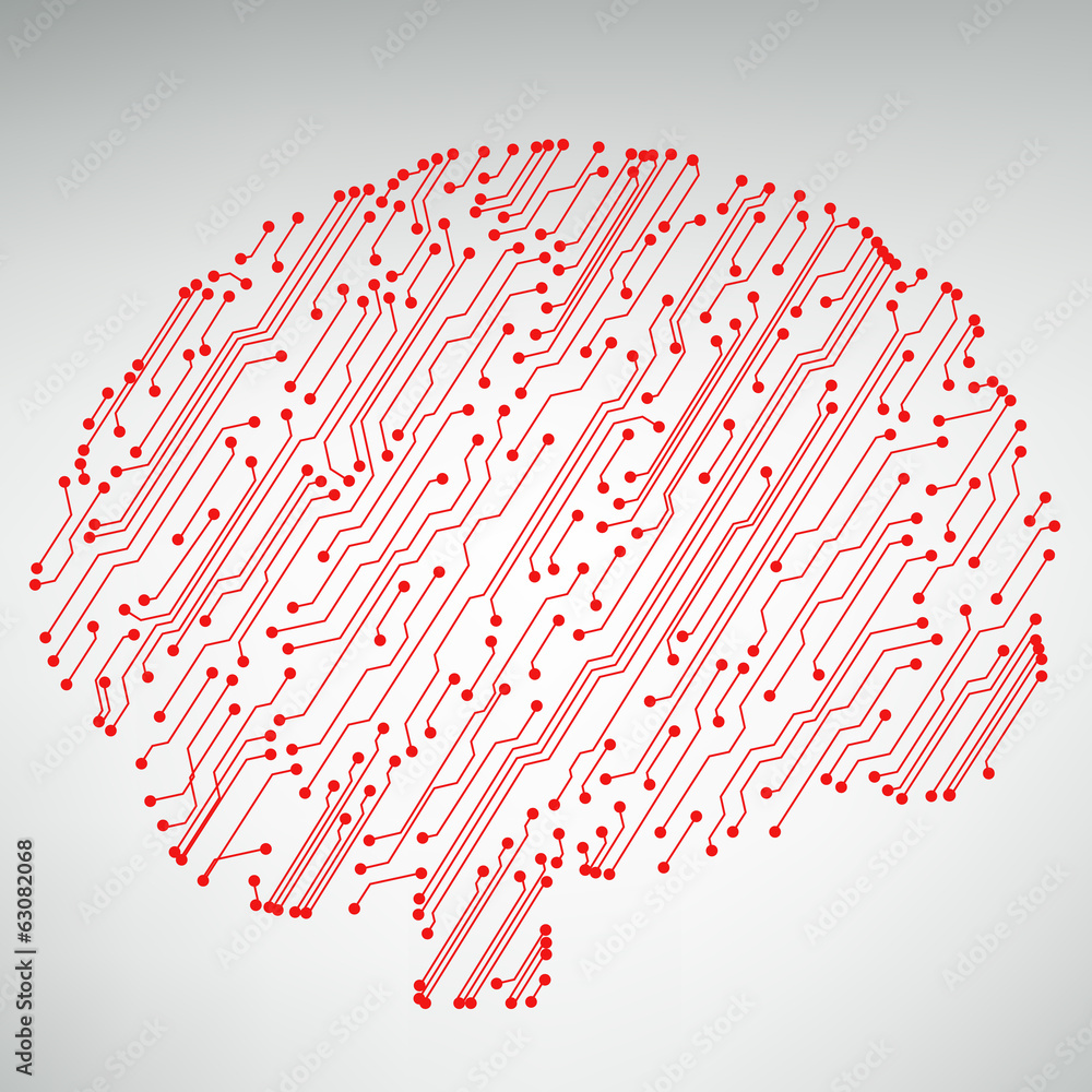 Poster Circuit board computer style brain vector technology background