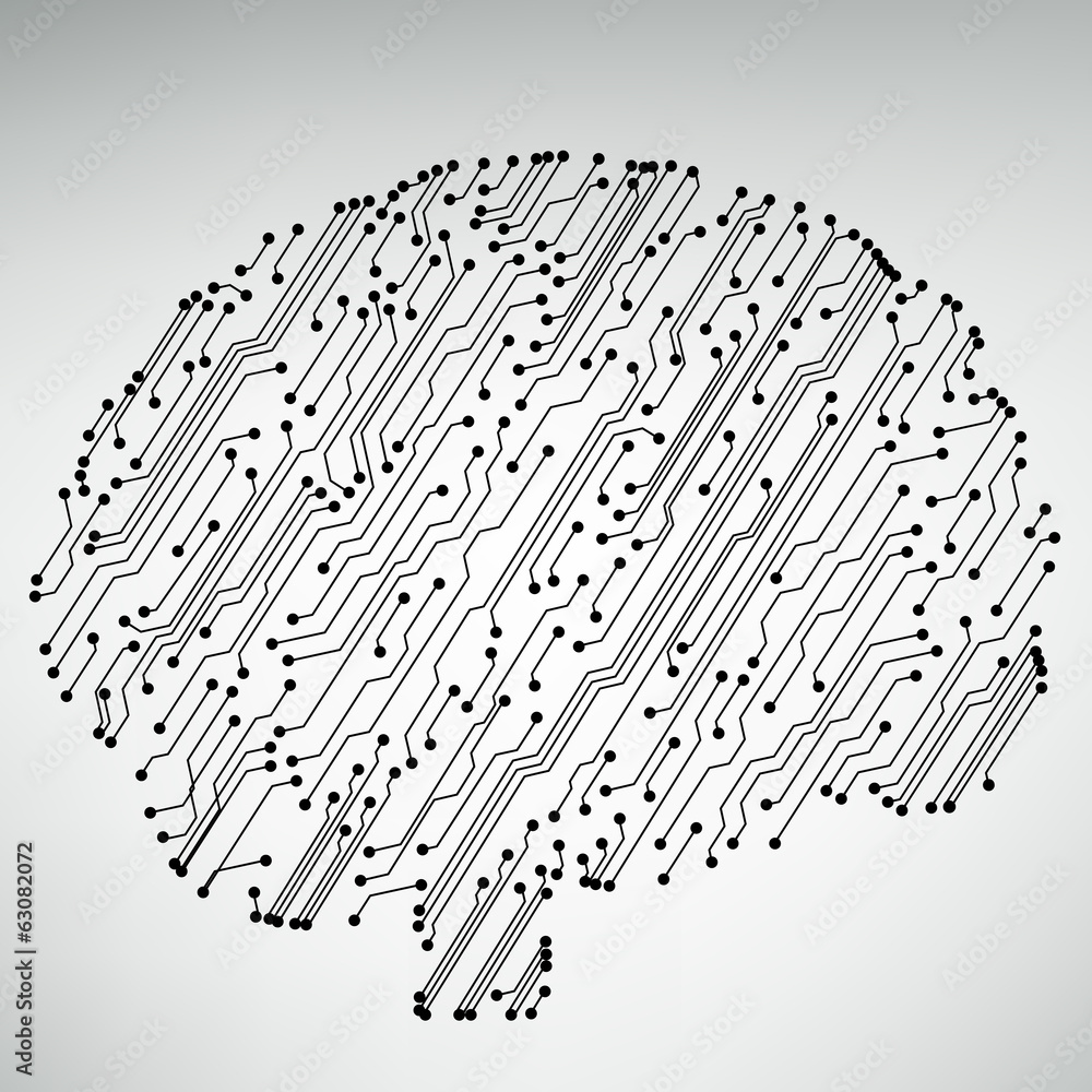 Poster Circuit board computer style brain vector technology background