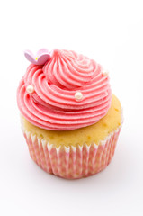 Vanilla cupcakes isolated white background