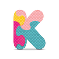 Vector letter K written with alphabet puzzle