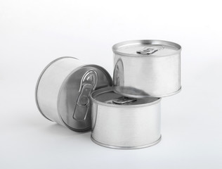 Milk tin cans isolated on white background