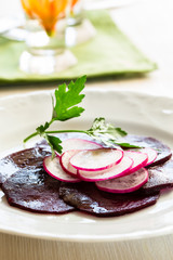 Beetroot radish carpaccio