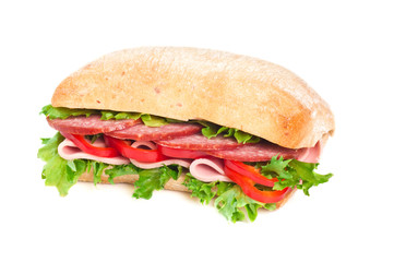 Tomato, salami and pepper sandwich