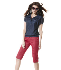 Portrait of fashion young woman wearing sunglasses