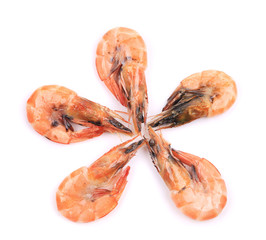 Five fresh boiled shrimps.