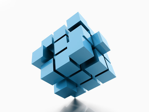 Fototapeta Blue cubes concept isolated on white