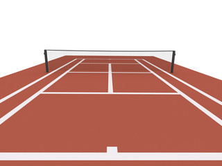 Red tennis court rendered