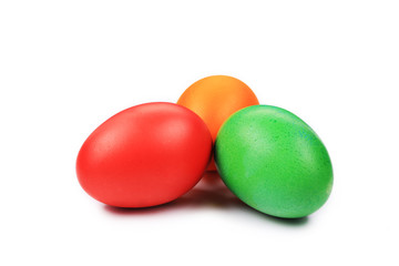 Colorful Easter eggs close up.