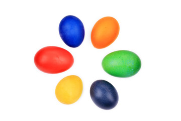 Colorful Easter eggs close up.