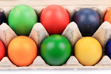 Colorful Easter eggs close up.