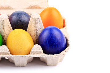 Colorful Easter eggs close up.