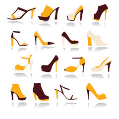 High Heels Women Shoes Set - Illustration .