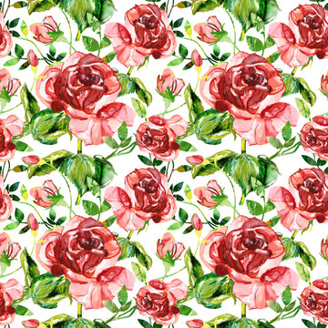 Red rose seamless pattern