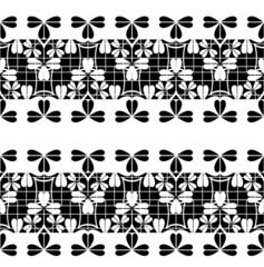 Set of black lace borders isolated on white